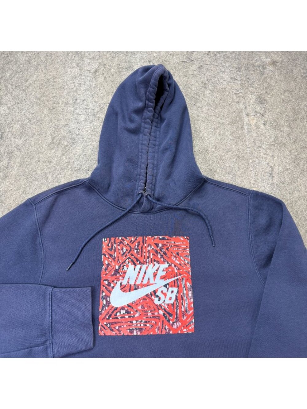 Nike SB Hoodie Men L Blue Pullover Graphic Fleece DB1615 Skate Sweatshirt LS